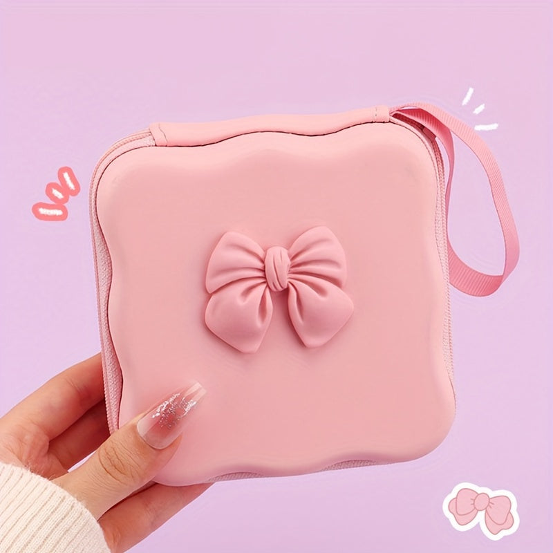 Pink EVA Material 6pcs Bowknot Storage Set - Data Cable Protector with Winding Tool and Anti-Breakage Charger Head Protector - iPhone Accessory Organizer